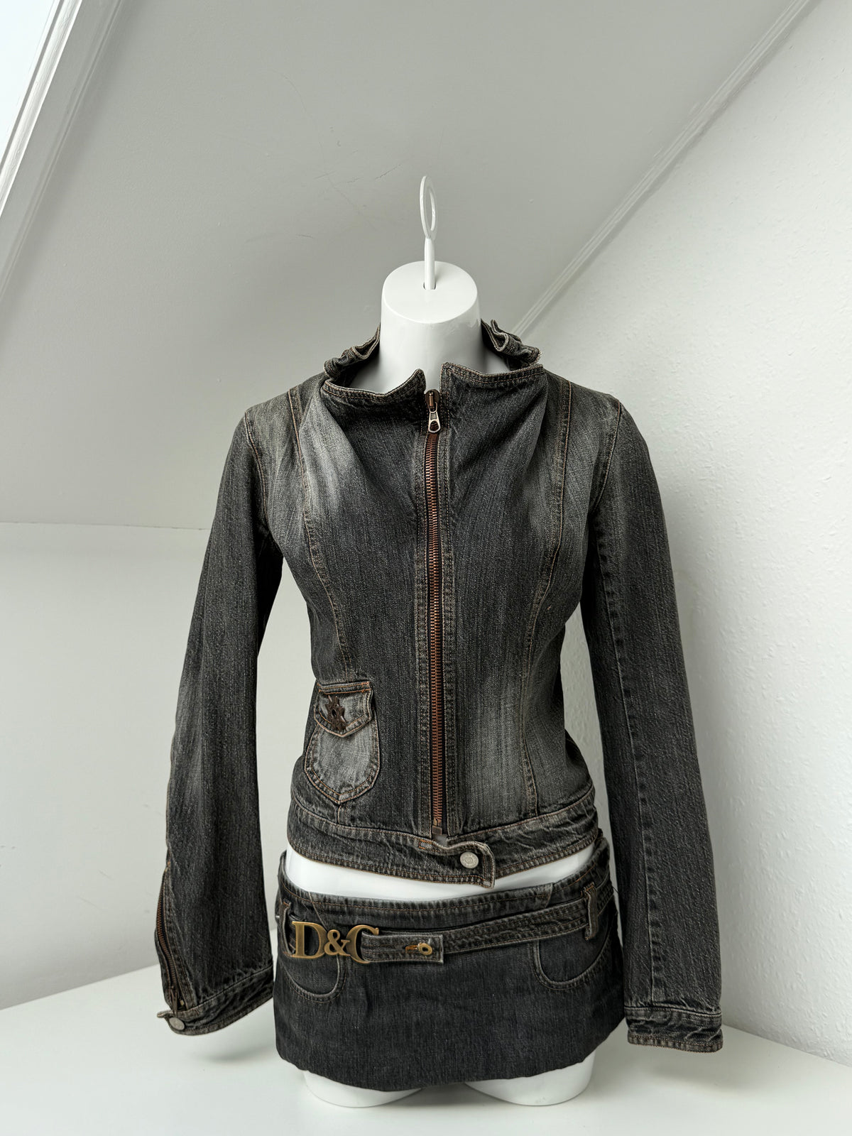 Vintage Guess Denim Biker Jacket (S)