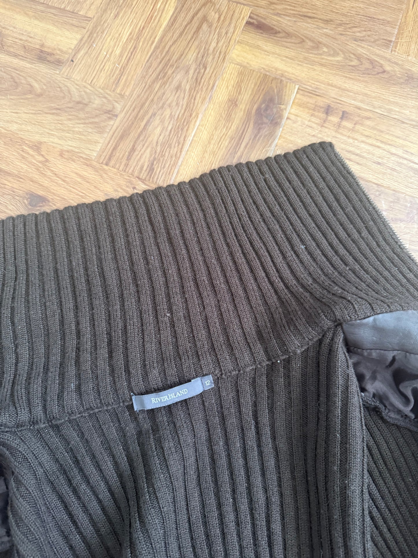 Knit Leather Double Zip Jumper (UK12)
