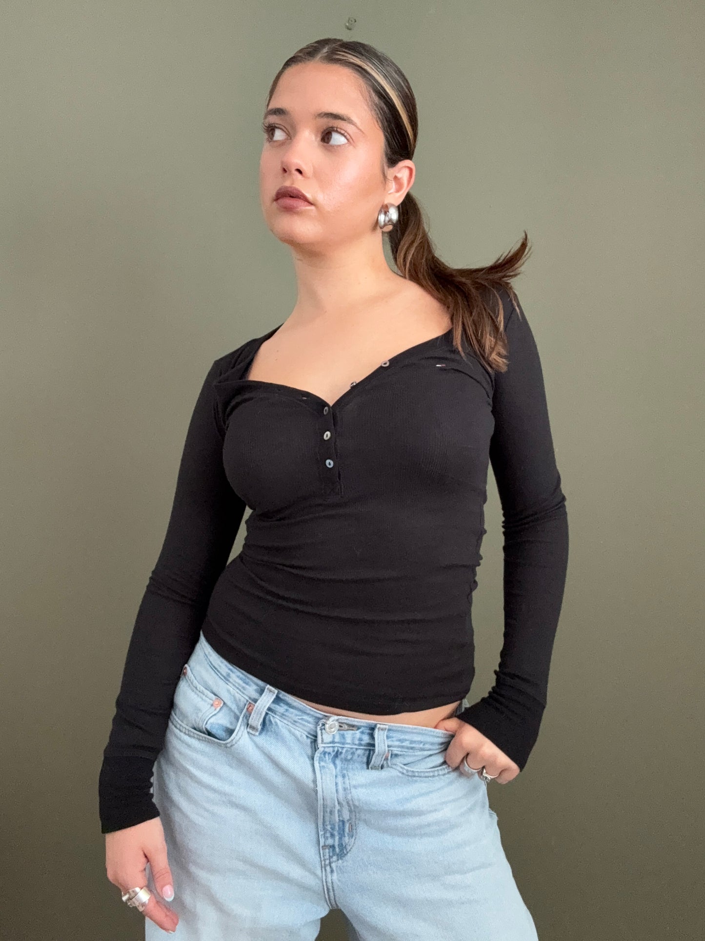 Tommy Hilfiger Fitted Henley Top (XS)