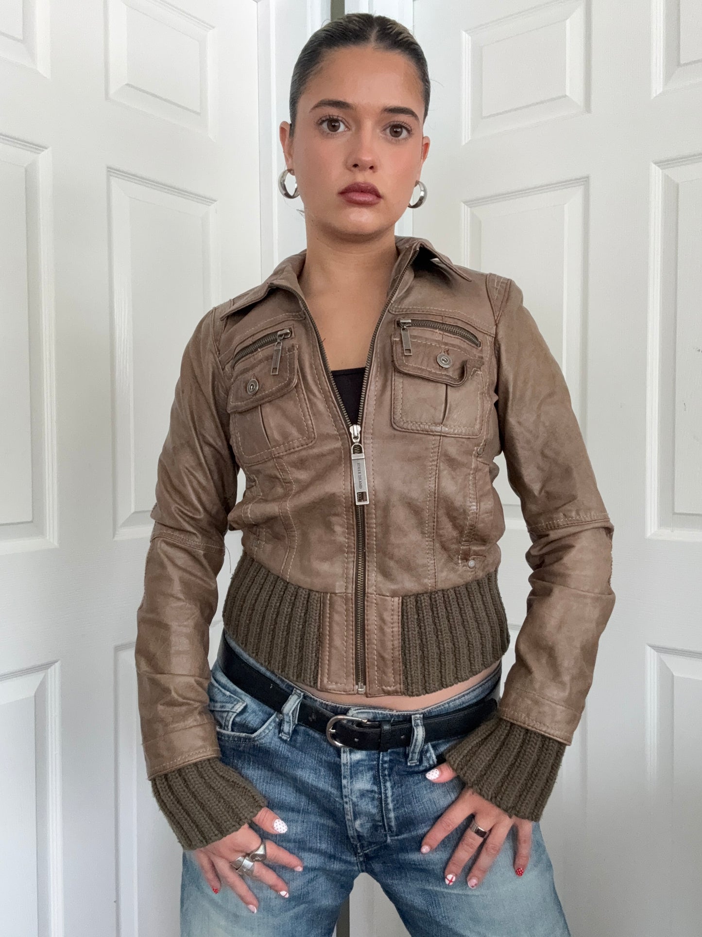 Leather Bomber Jacket (UK10)