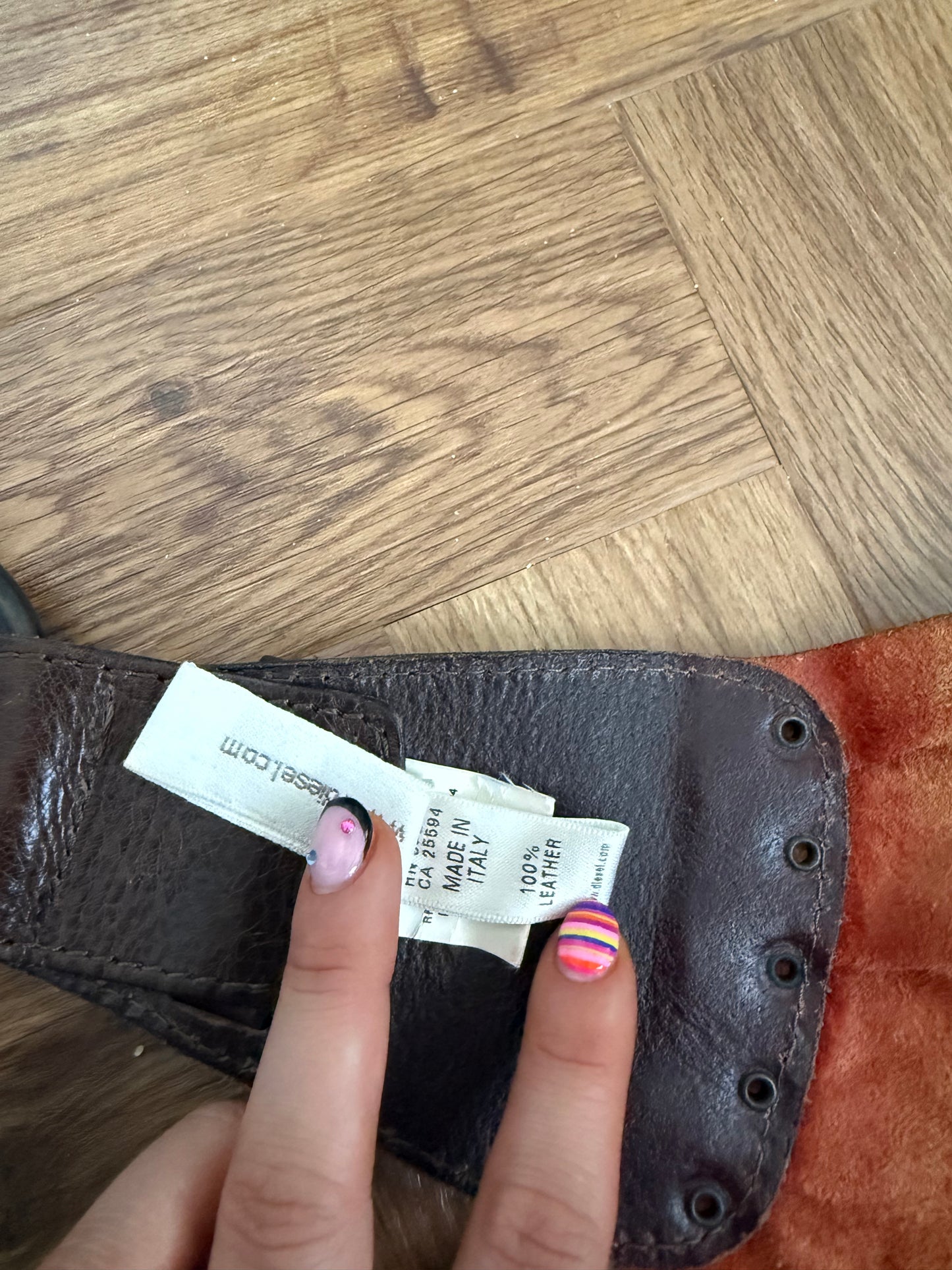 Diesel Red Leather Belt (XS)
