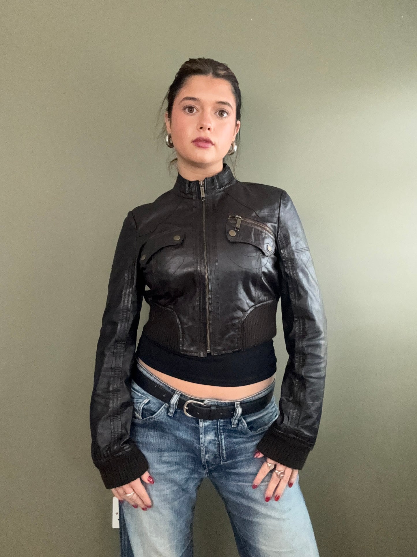 Cropped Leather Jacket (UK12)