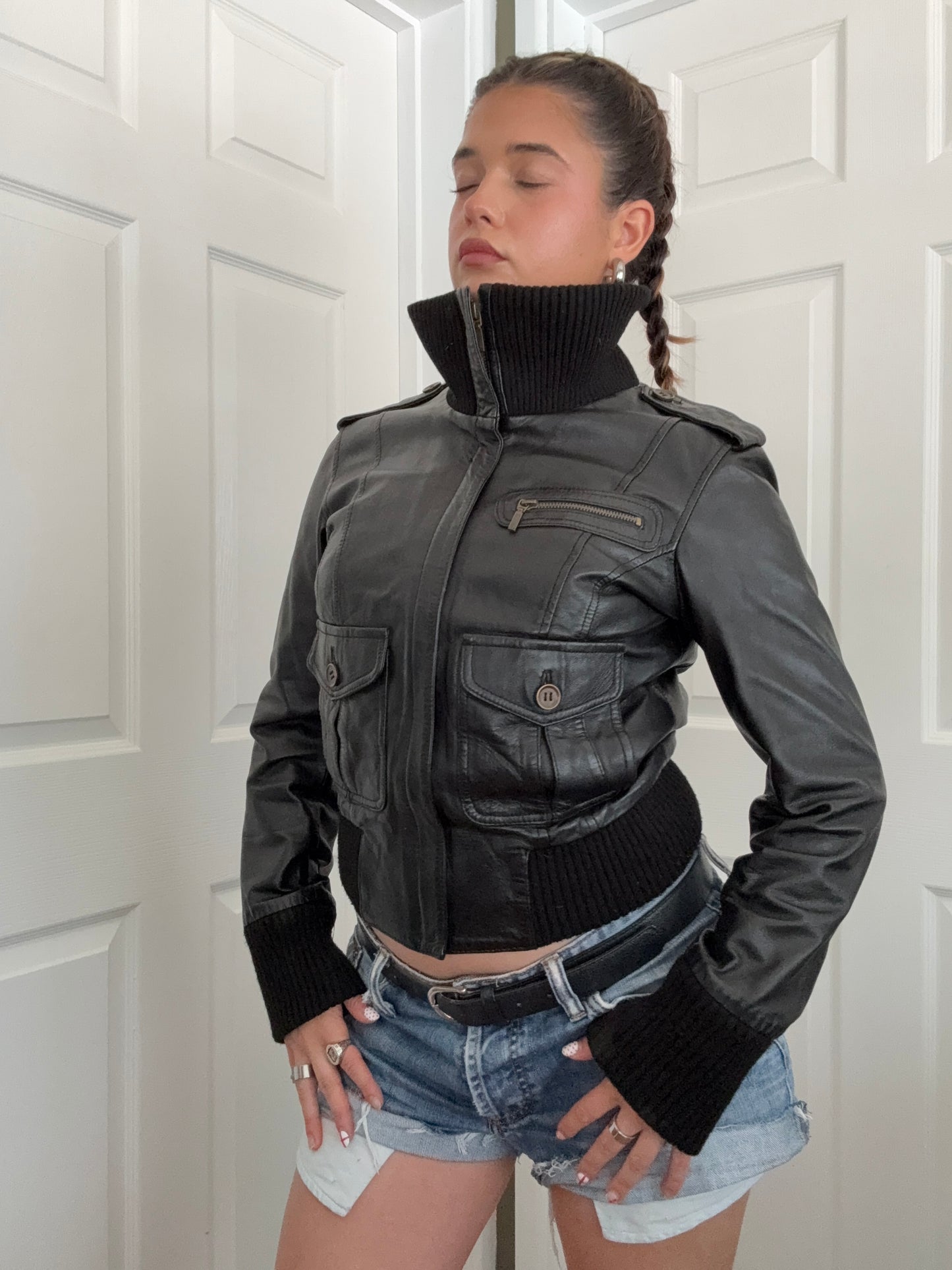 Leather Bomber Jacket (UK12)