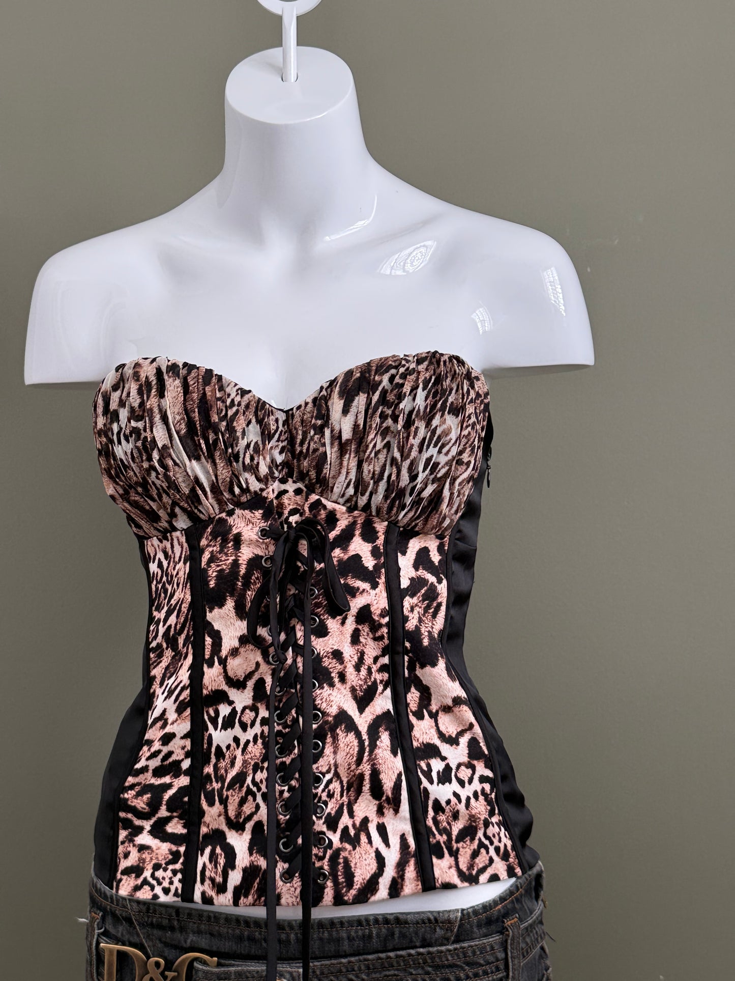 Bebe Leopard Corset Top (M)