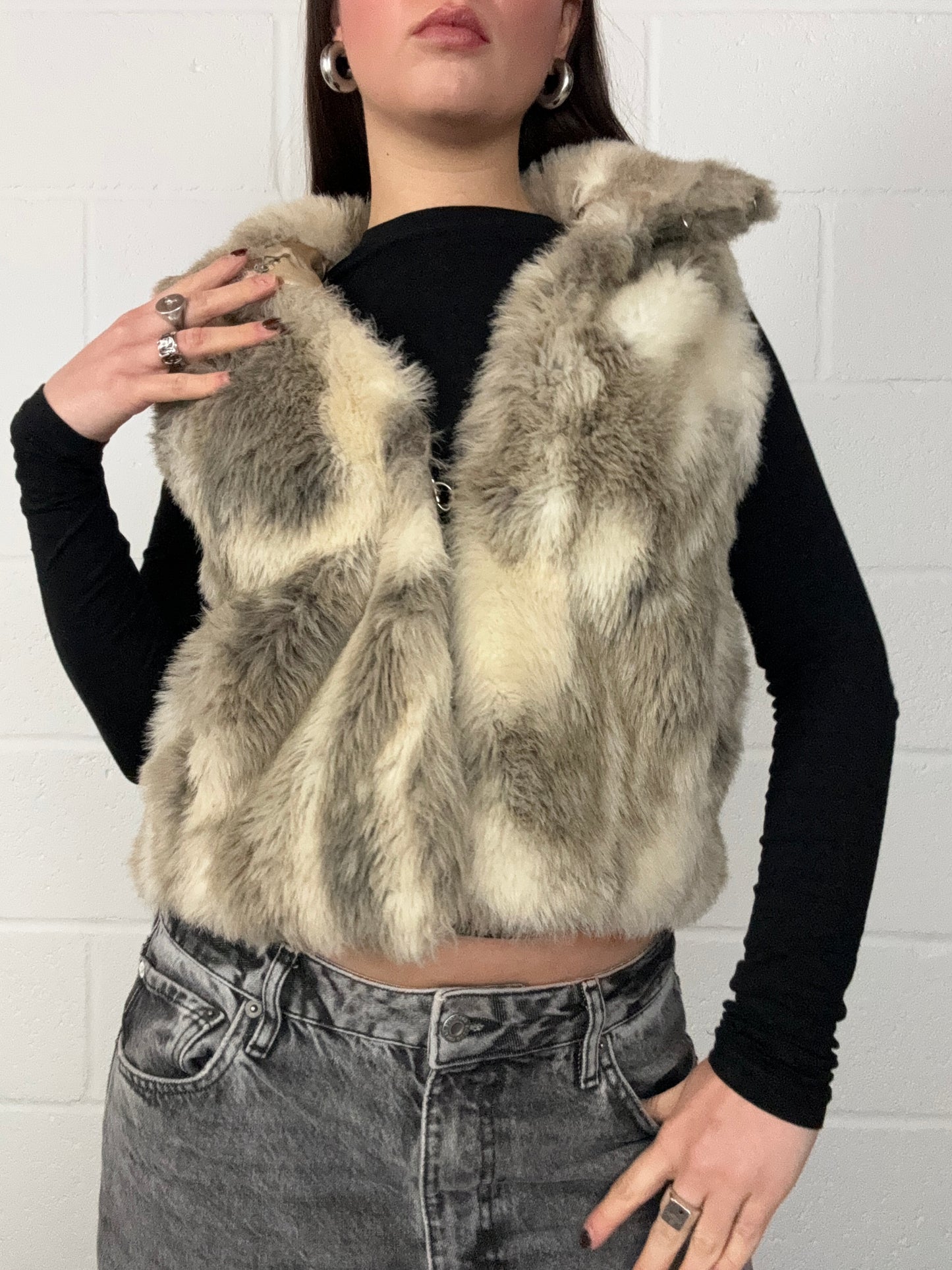 Faux Fur Patchwork Gilet (UK10)