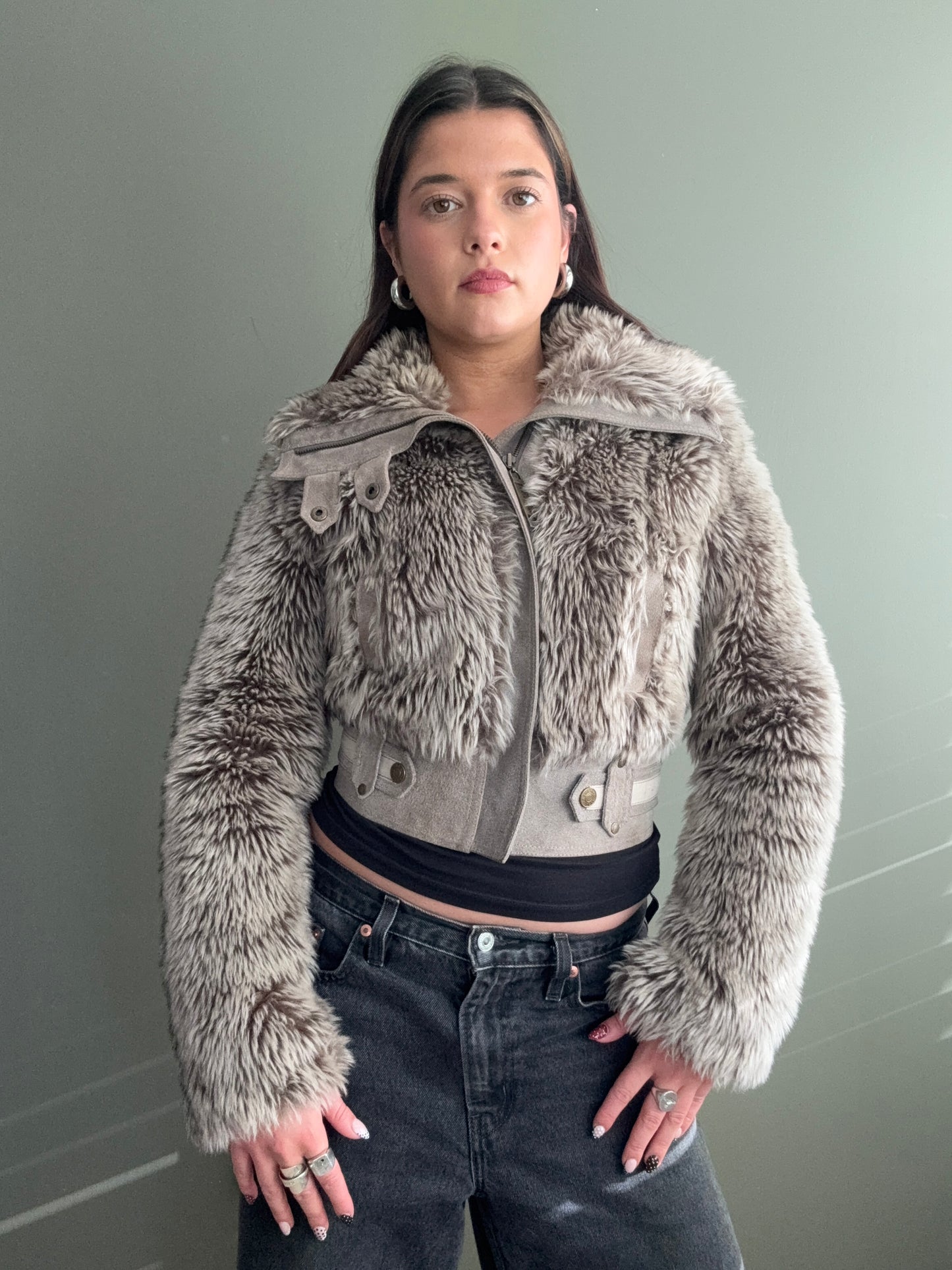 Faux Fur Bomber Jacket (UK6)