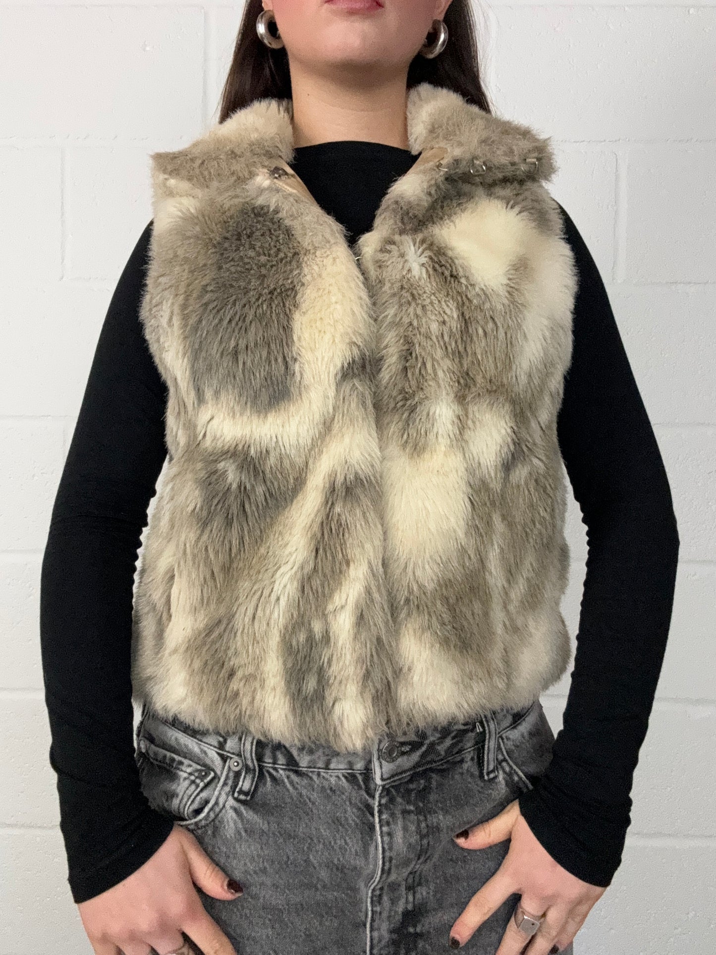 Faux Fur Patchwork Gilet (UK10)