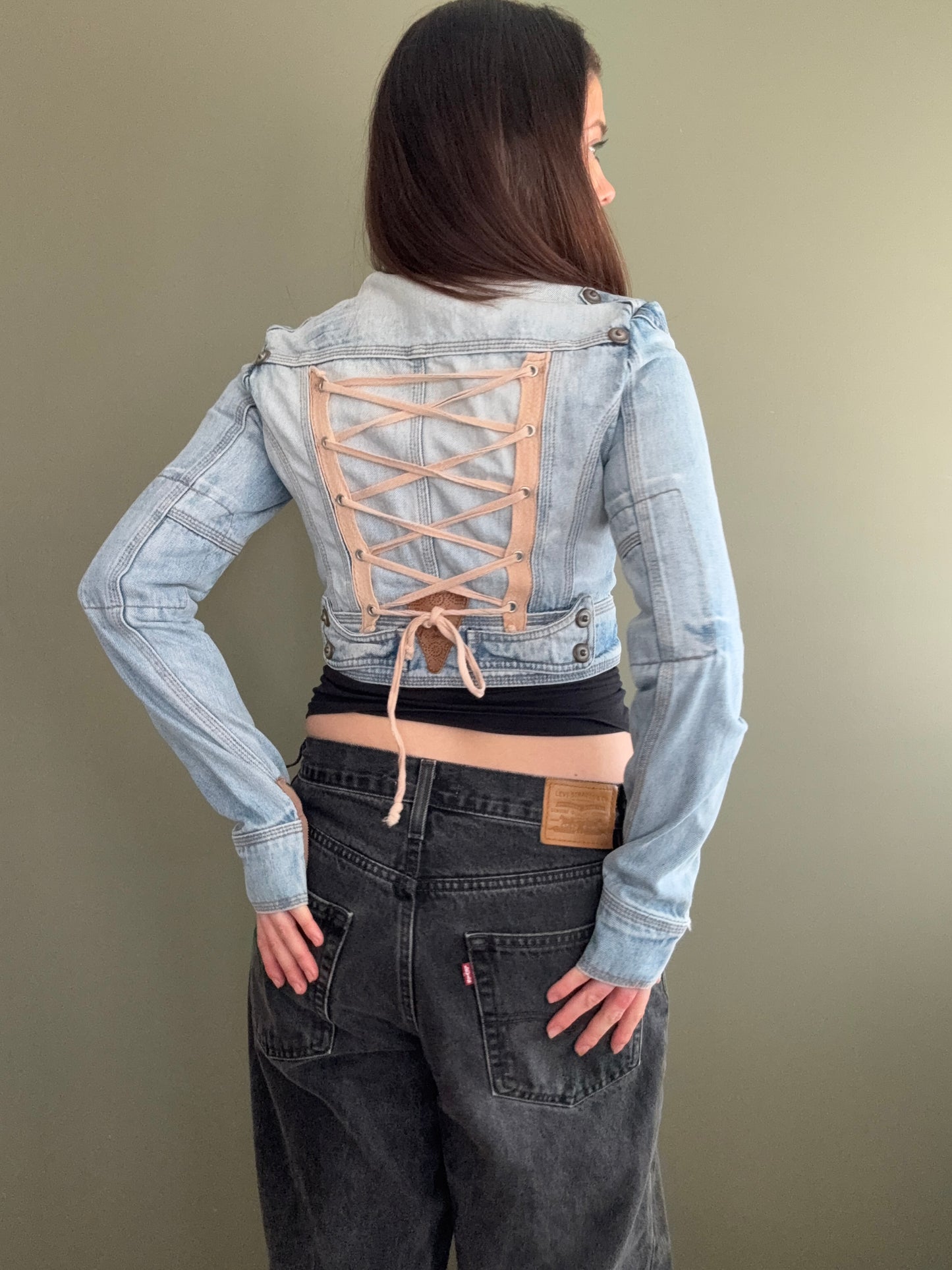 Cropped Denim Corset Jacket (UK8)