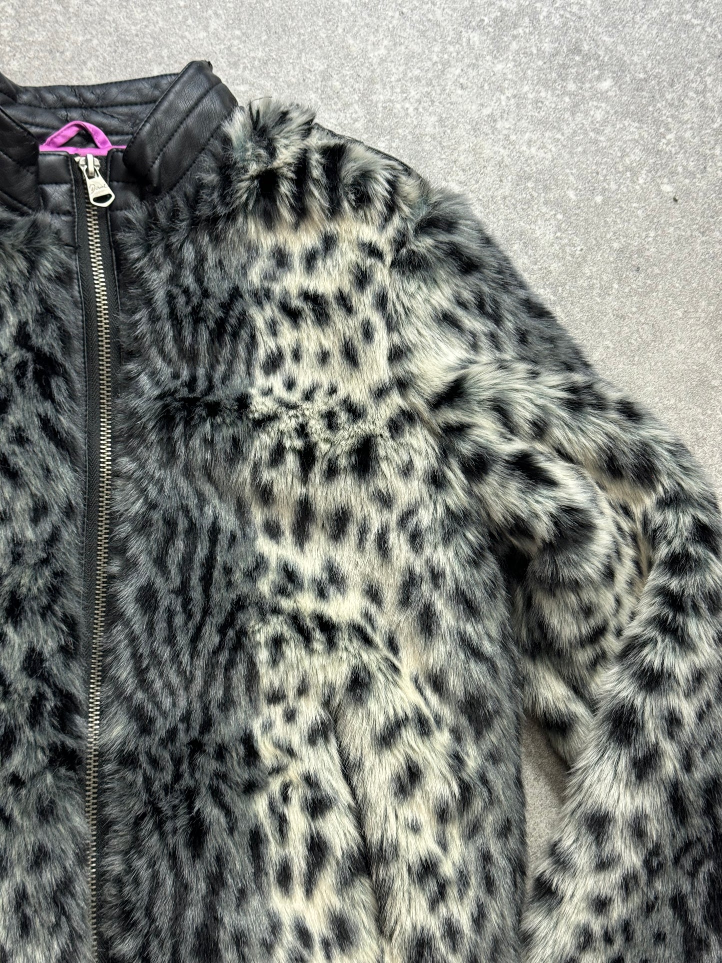 Diesel Leopard Print Faux Fur Jacket (XS)