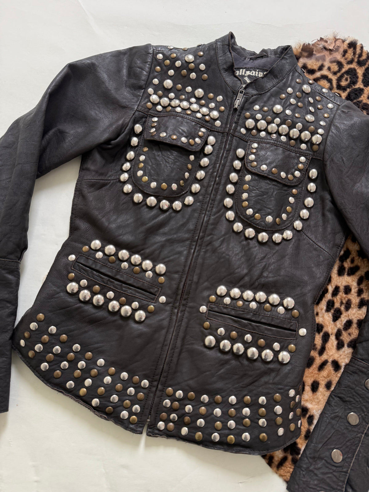 Allsaints Leather Studded Jacket (UK8)