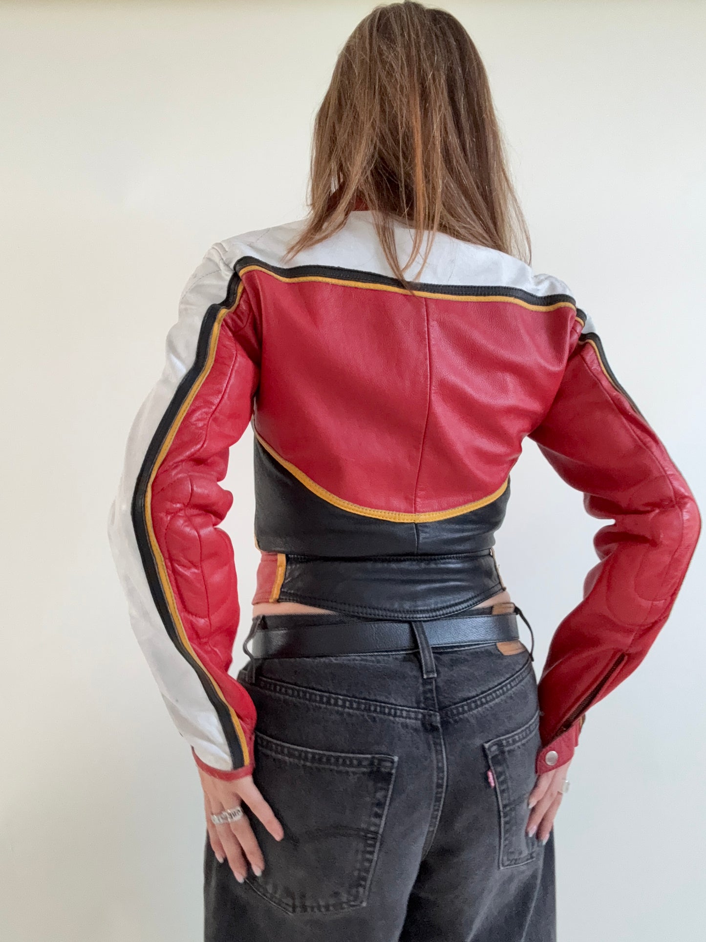 Vintage Leather Biker Jacket (XS)