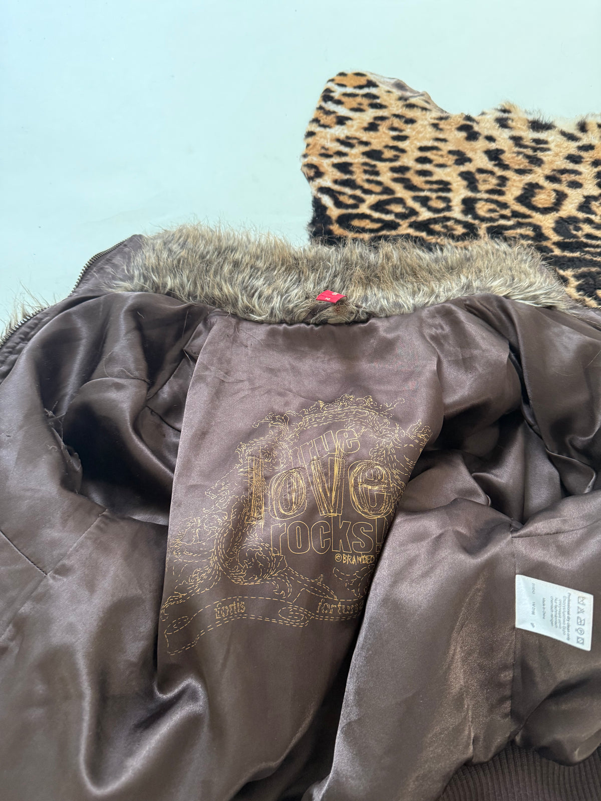 Faux Fur Leopard Bomber Jacket (UK12)