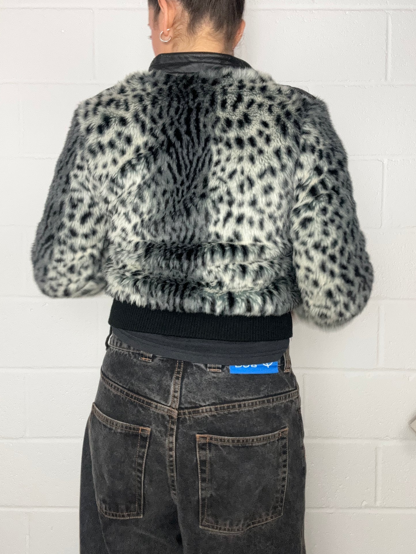 Diesel Leopard Print Faux Fur Jacket (XS)