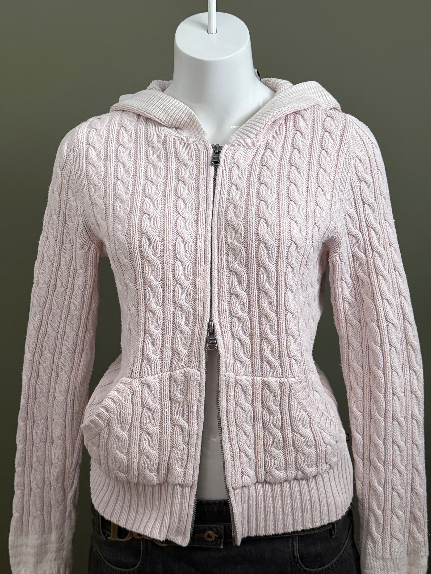 Baby Pink Ralph Lauren Cable Knit Jumper (M)