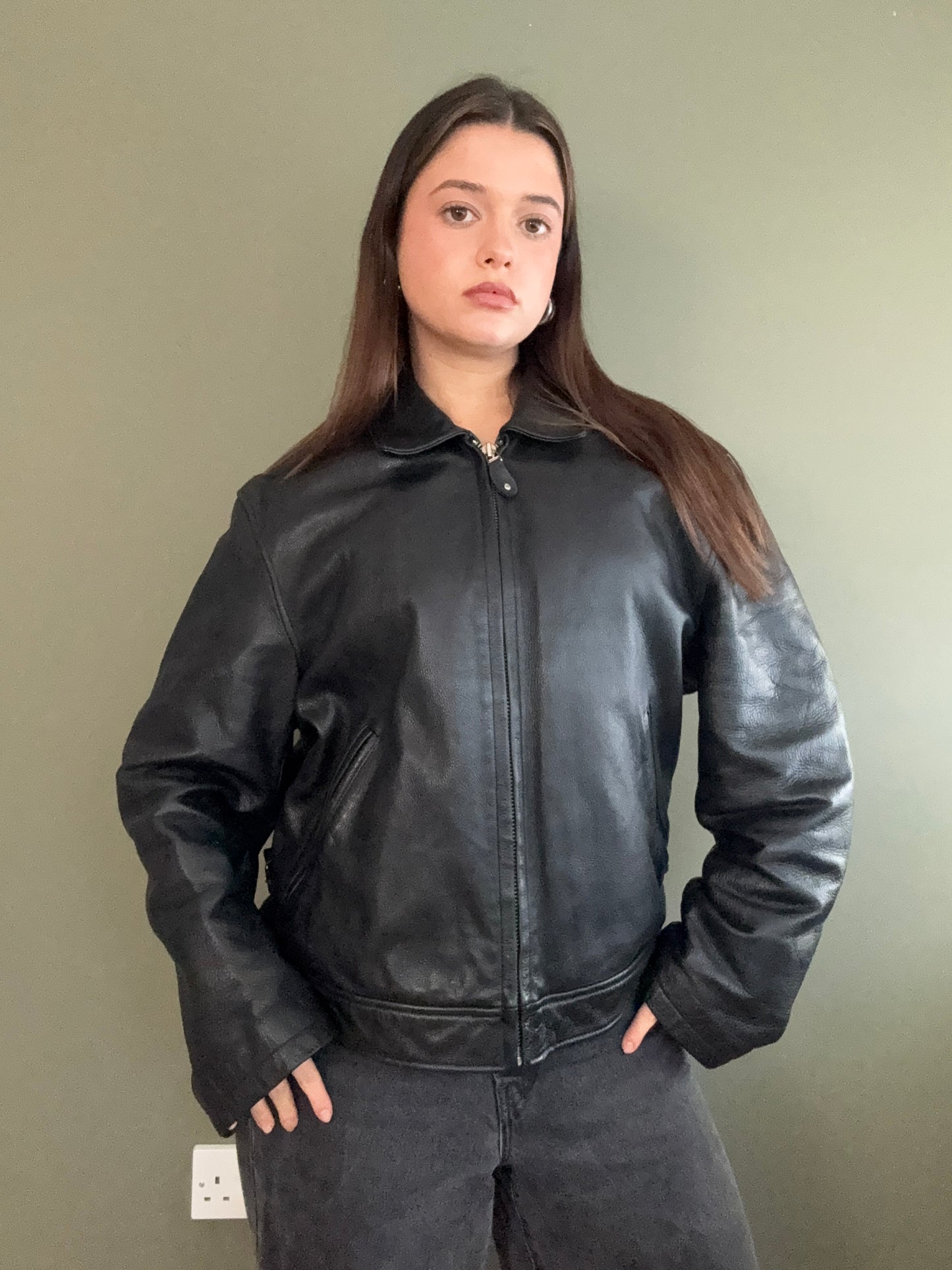DKNY Leather Jacket (L)