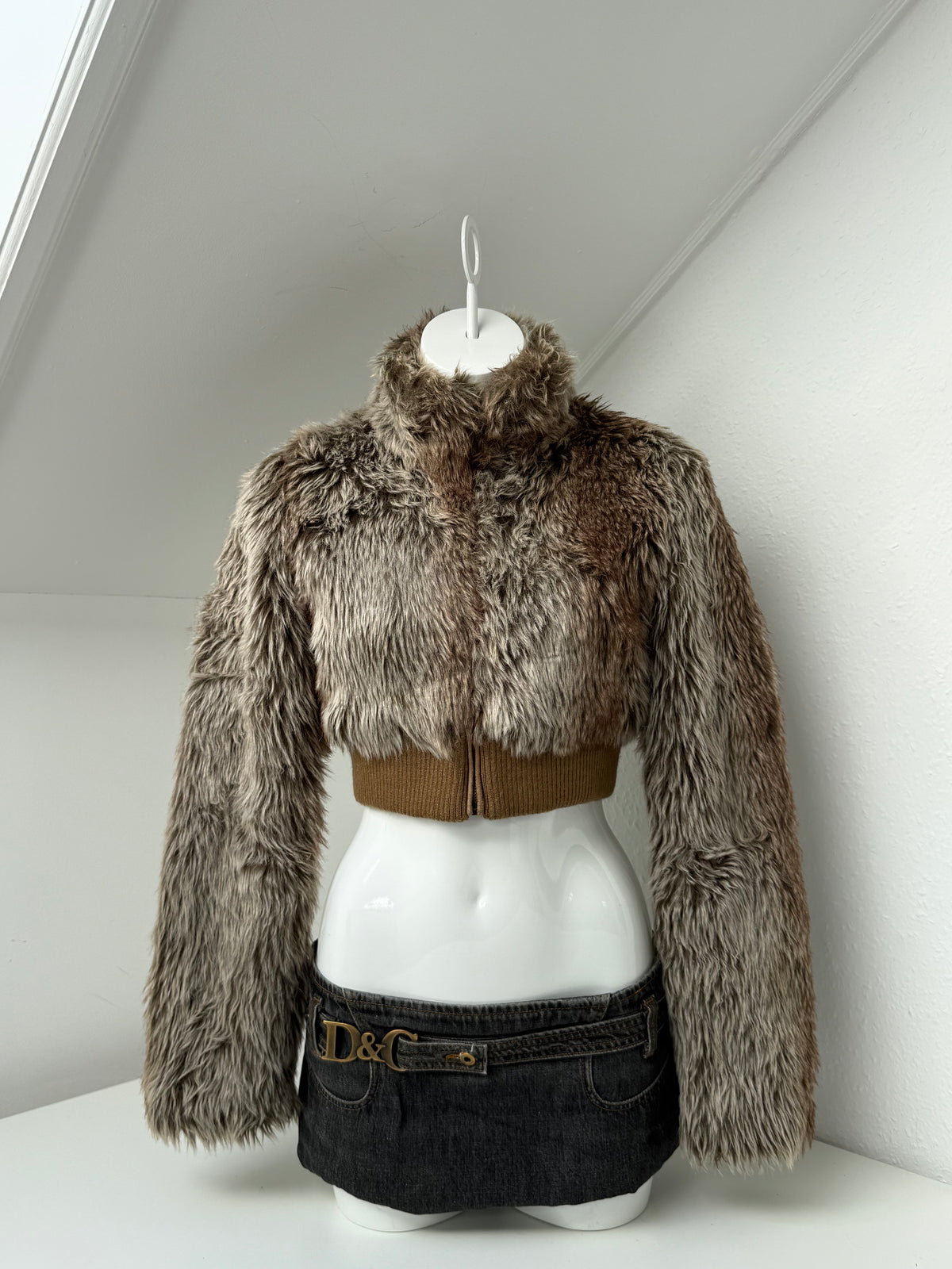 Cropped Faux Fur Jacket (UK10)