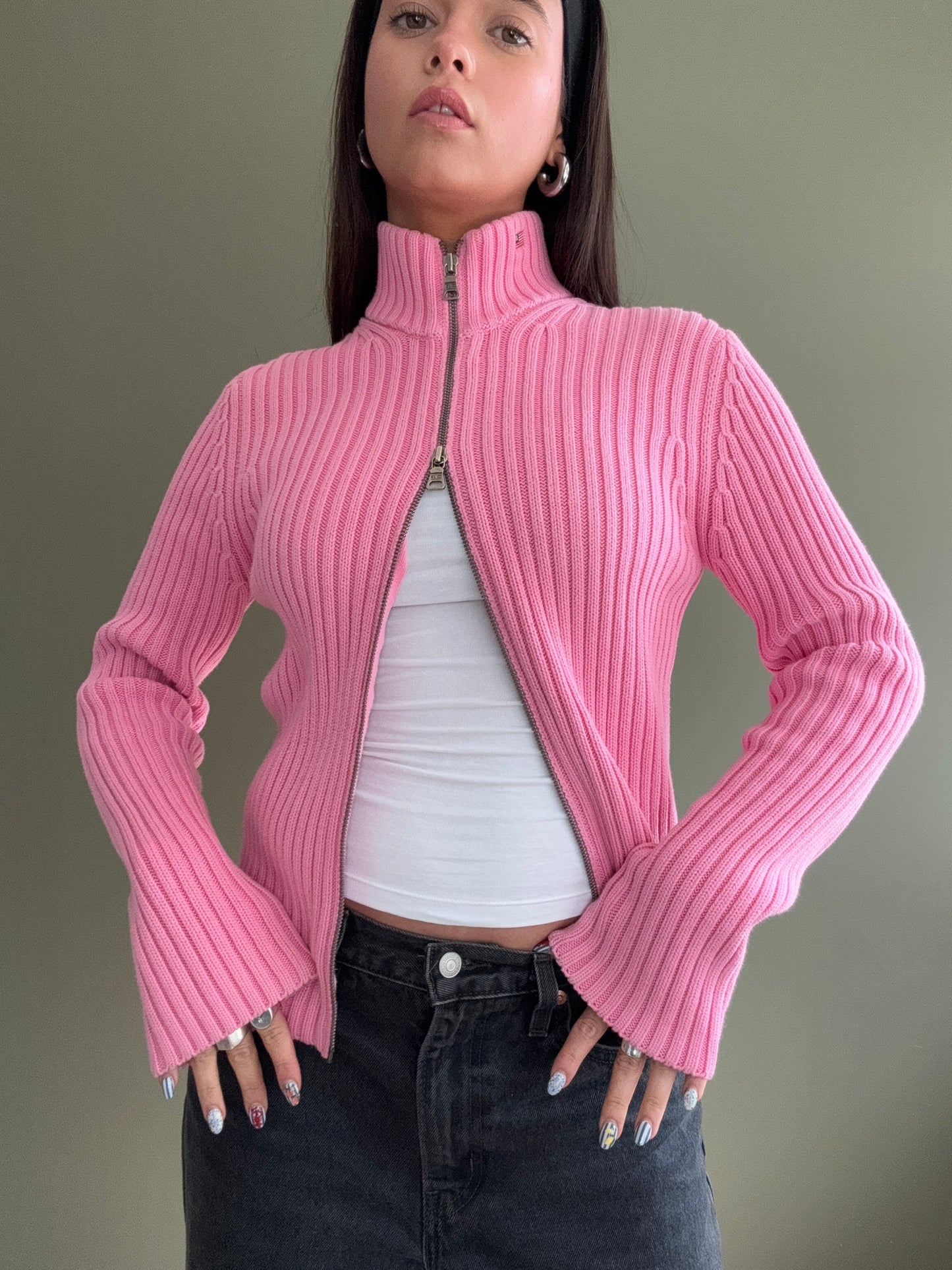 Pink Ralph Lauren Double Zip Jumper (M)
