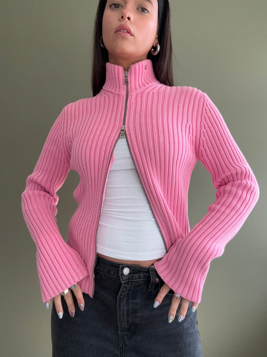 Pink Ralph Lauren Double Zip Jumper (M)