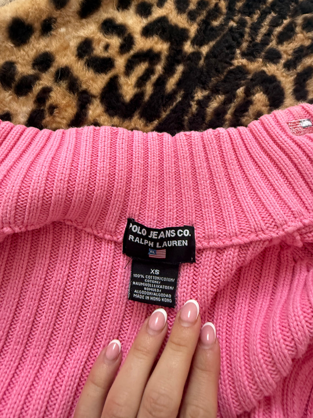 Ralph Lauren Pink Knit Double Zip Jumper (XS)