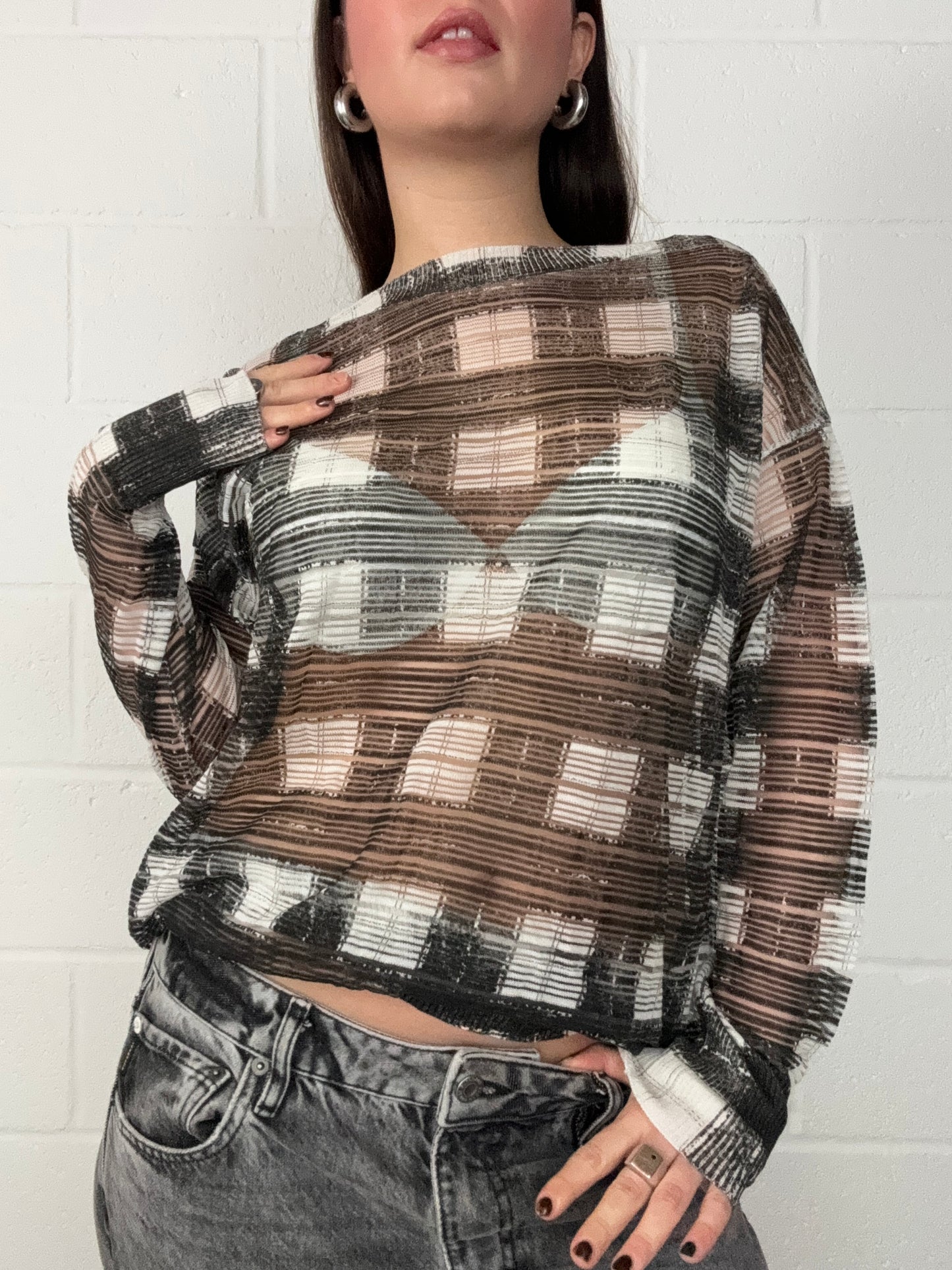 Diesel Tartan Mesh Top (L)