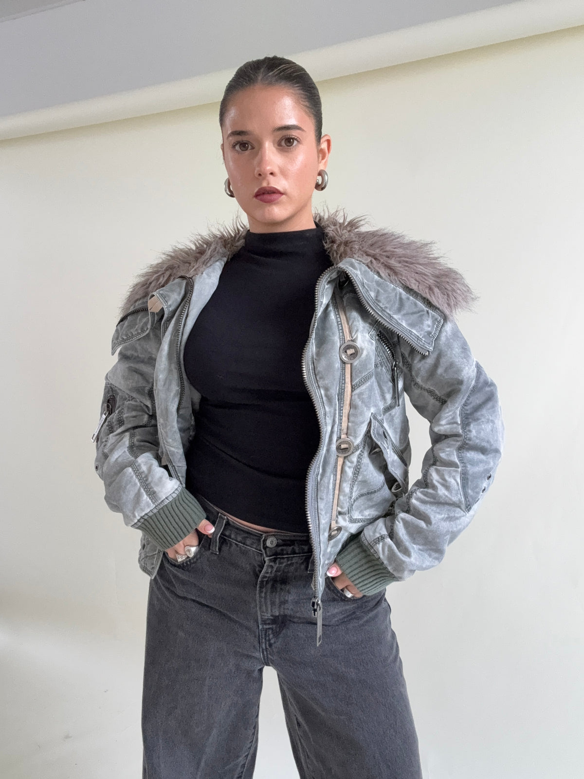 Y2K Utility Bomber Jacket (UK10)