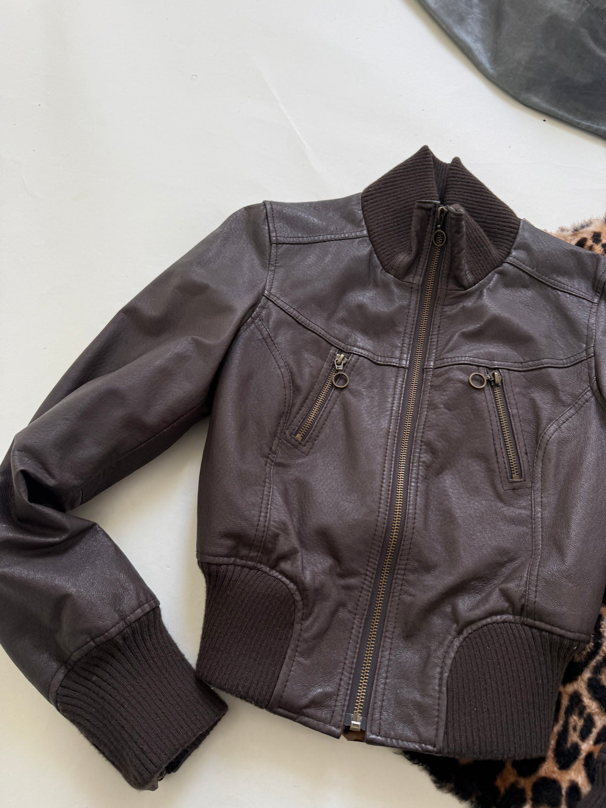 Jane Norman Leather Bomber Jacket (UK10)