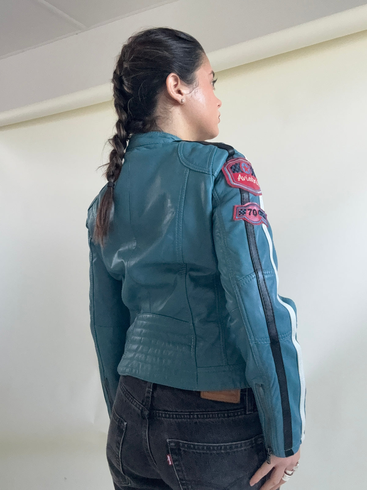 Aviatrix Leather Biker Jacket (S)