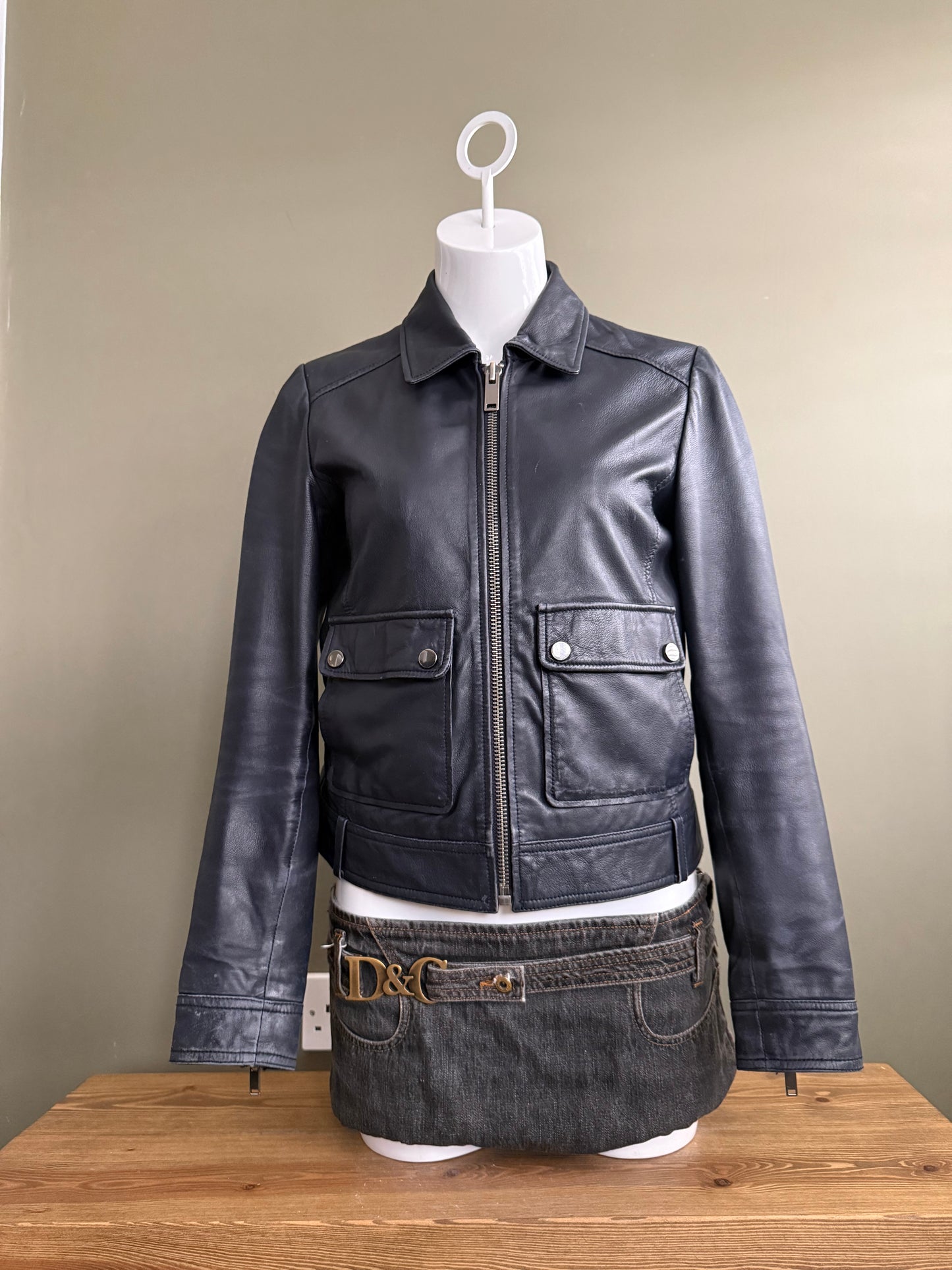 Leather Fitted Jacket (UK10)