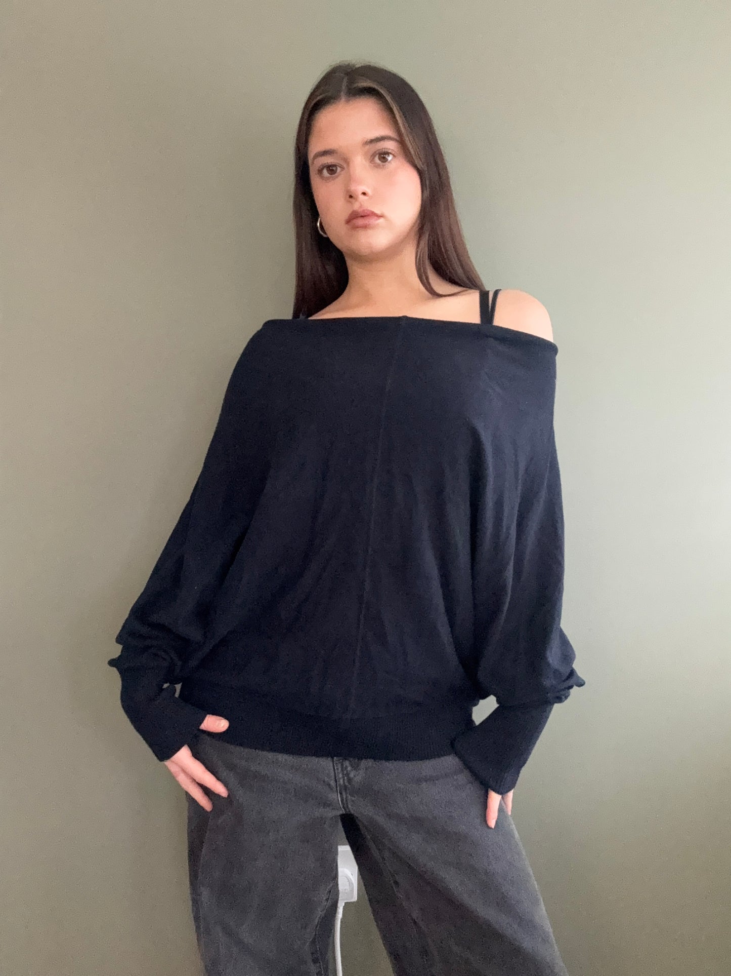 Navy Allsaints Batwing Jumper (L)