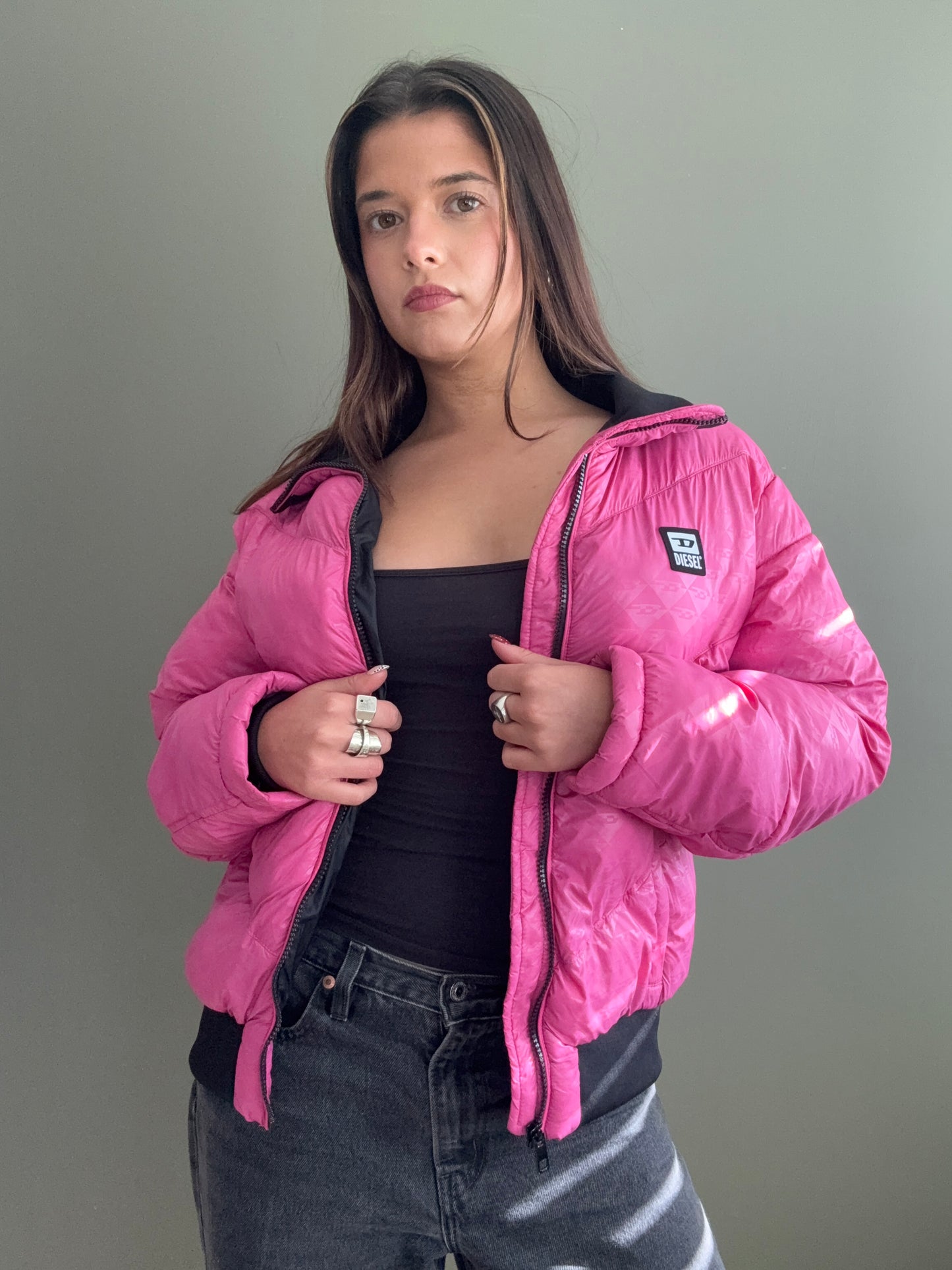 Diesel Pink Puffer Jacket (S)