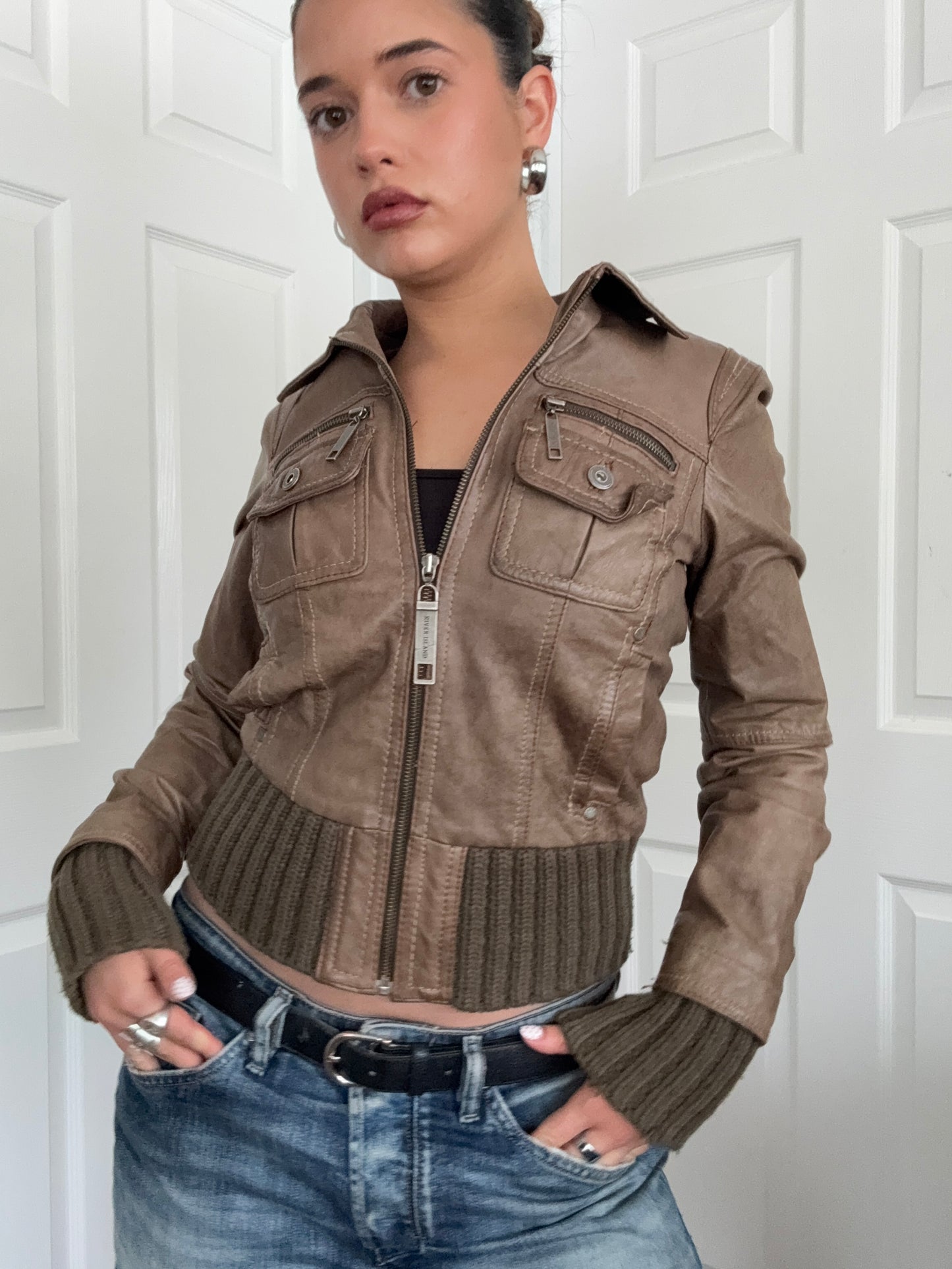 Leather Bomber Jacket (UK10)