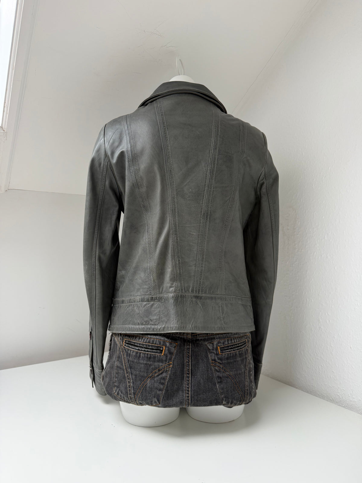 Vintage Leather Funnel Neck Jacket (XL)