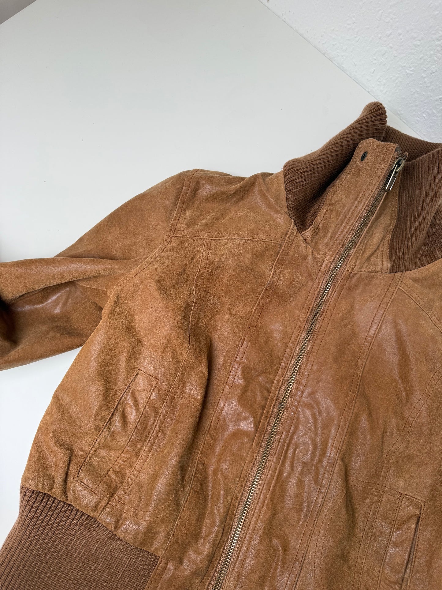Leather Bomber Jacket (UK16)