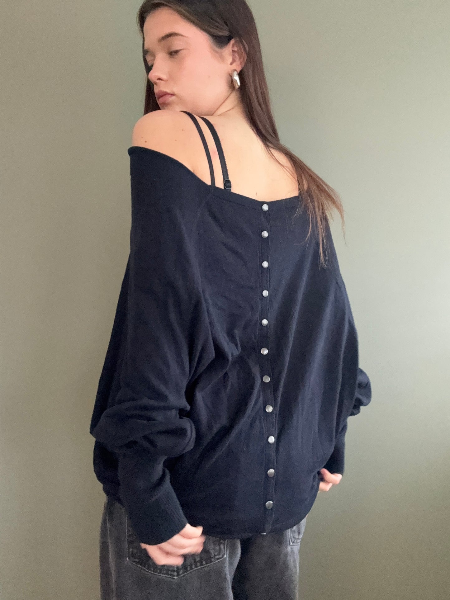 Navy Allsaints Batwing Jumper (L)