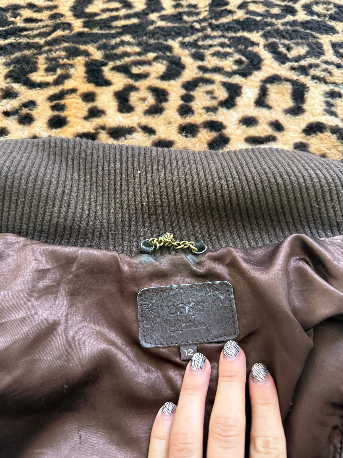 Vintage Brown Leather Bomber Jacket (UK12)