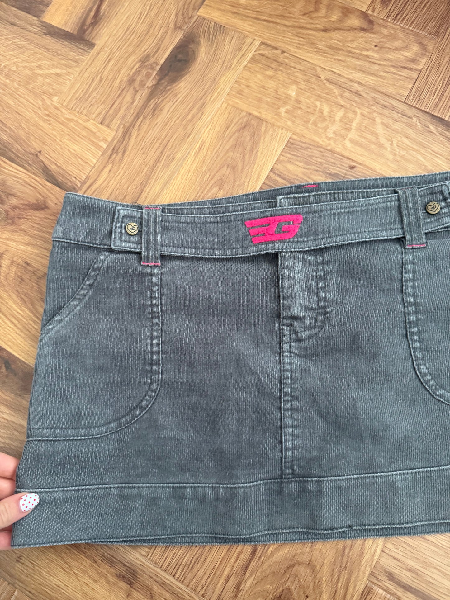 Golddigga Corduroy Mini Skirt (UK12)