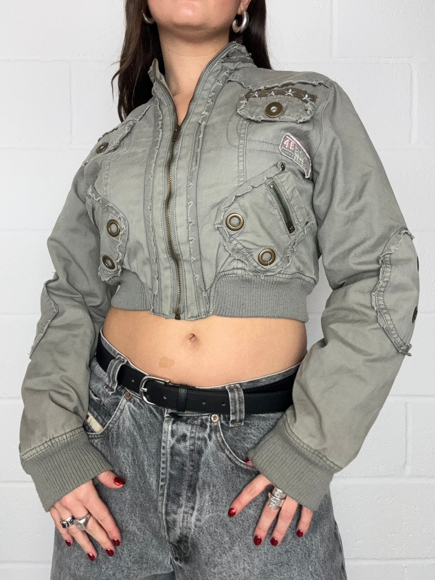 Y2K Cropped Utility Jacket