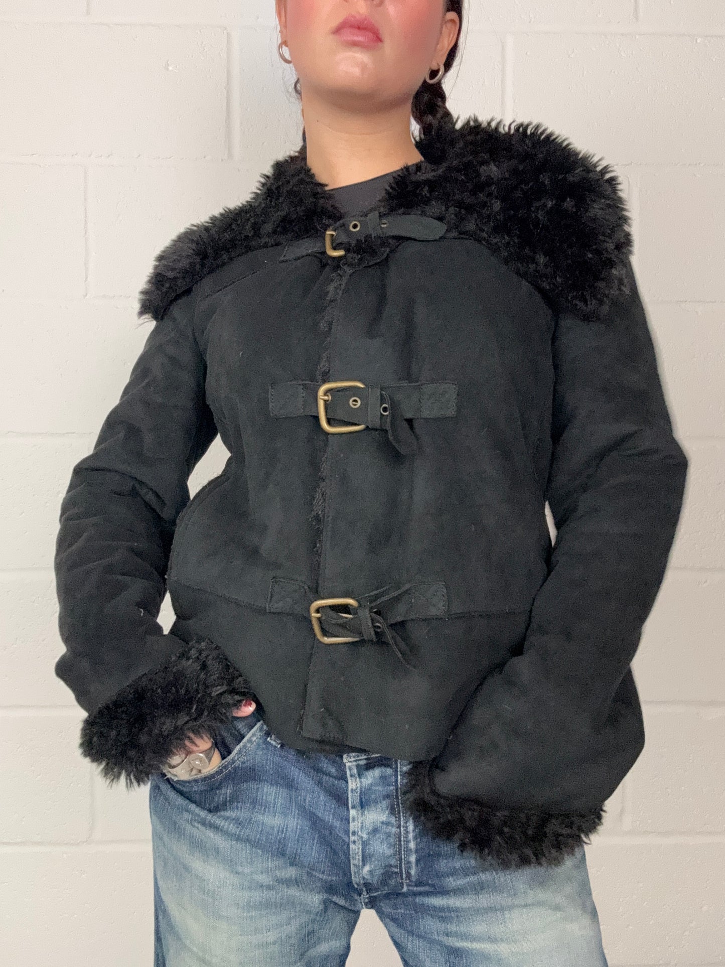 Armani Faux Fur Buckle Jacket (UK12)