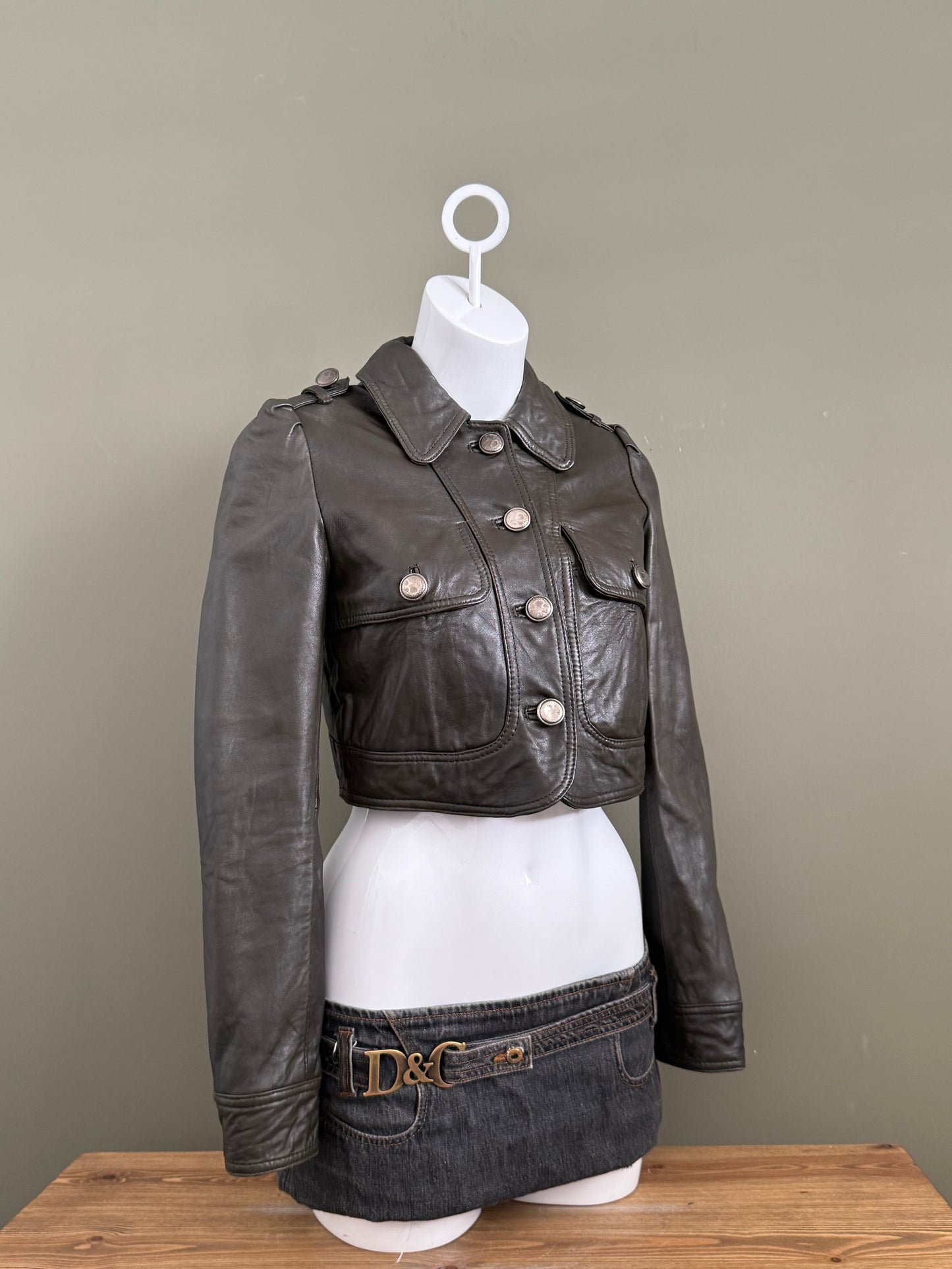 Cropped Leather Jacket (UK10)