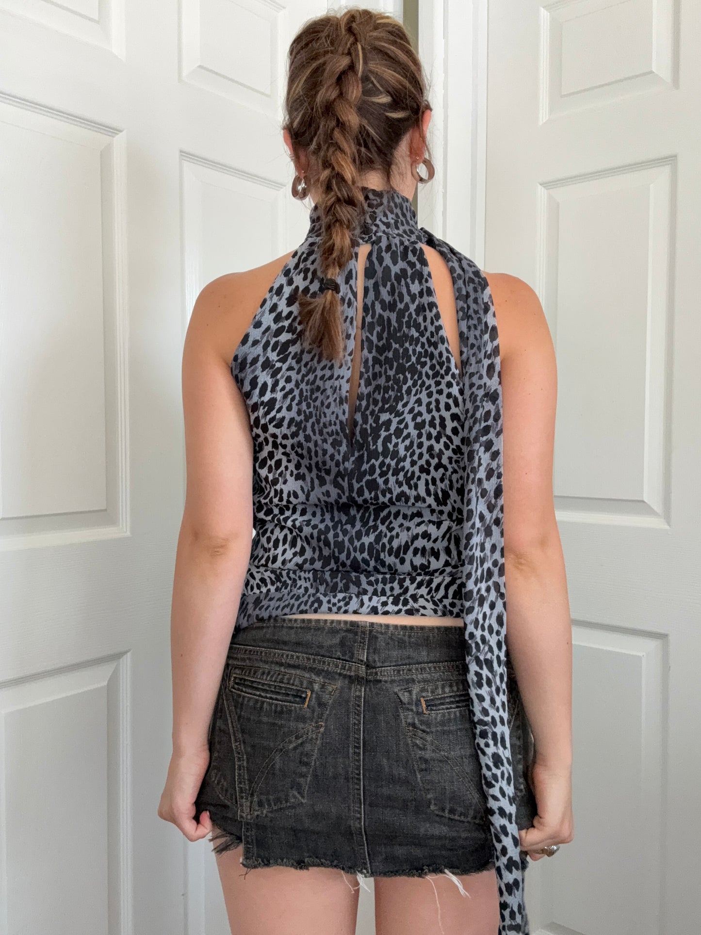 Karen Millen Leopard Halterneck Top (UK10)