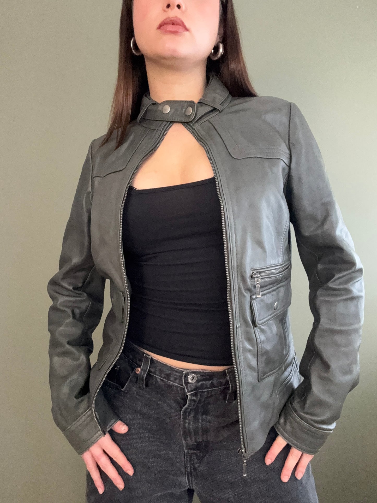 Leather Cargo Jacket (UK10)