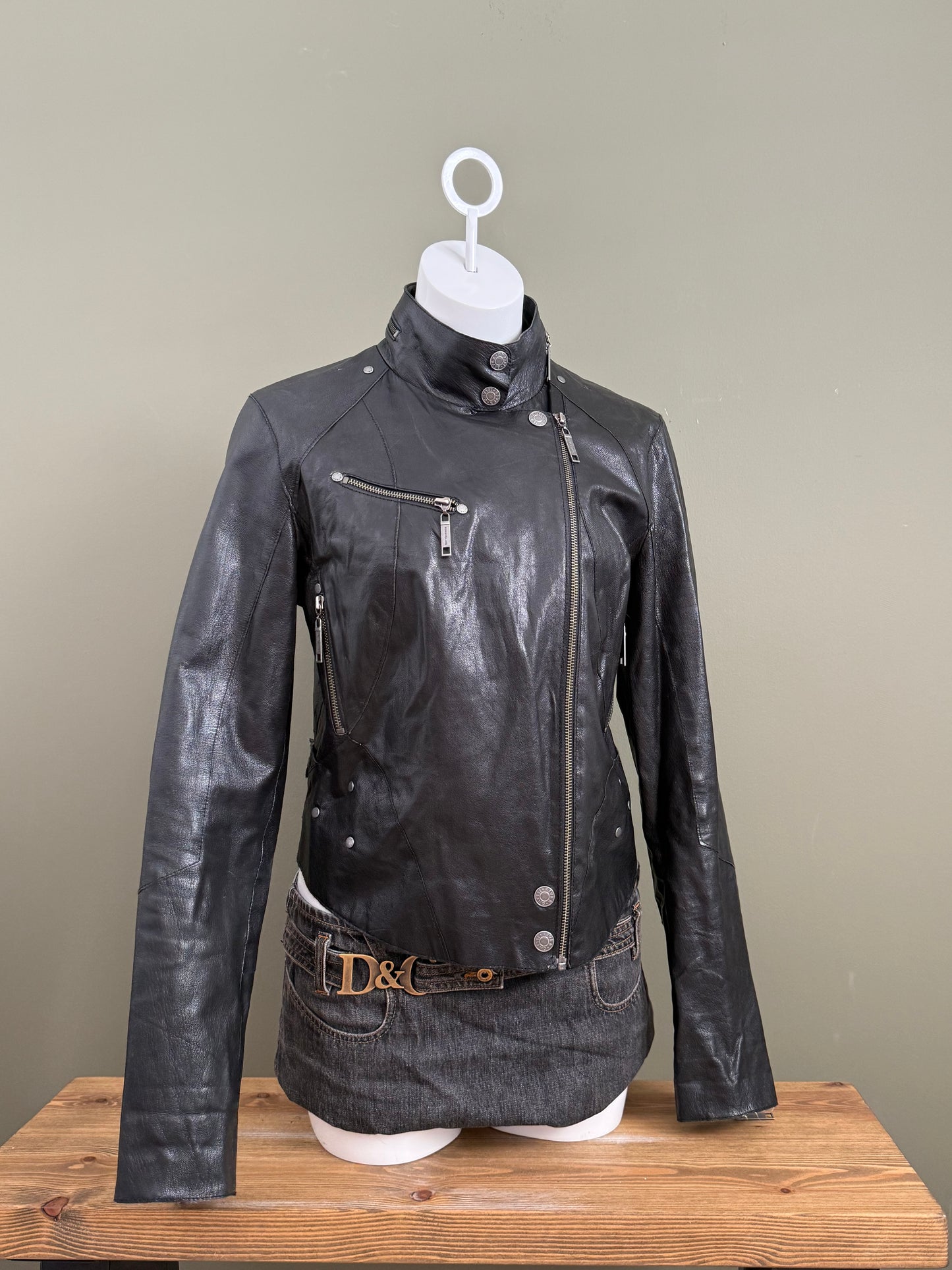 Leather Biker Jacket (UK14)