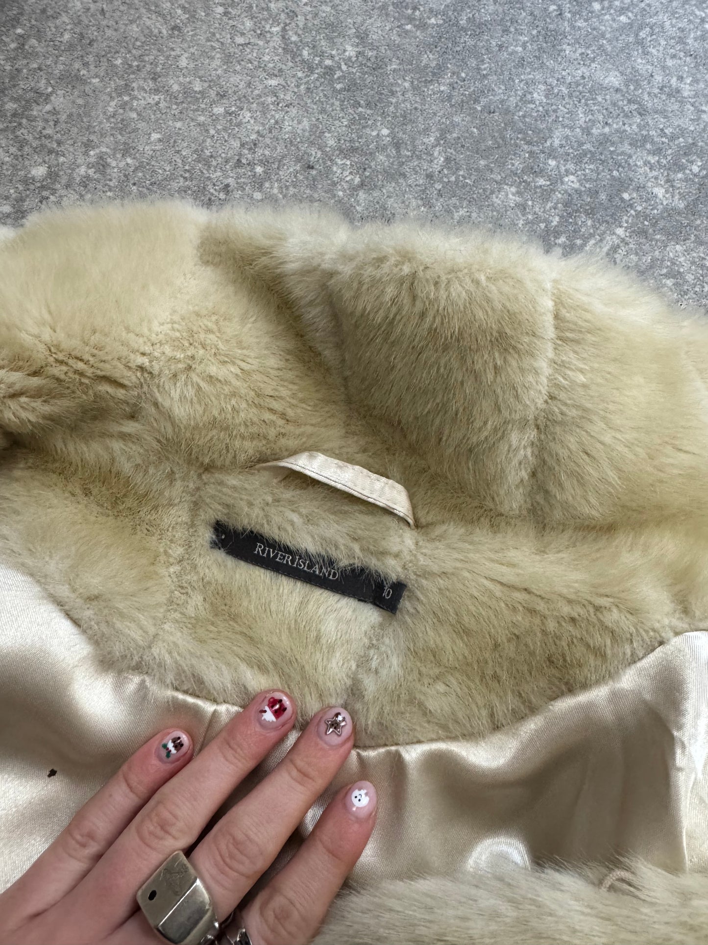 Cream Faux Fur Jacket (UK10)