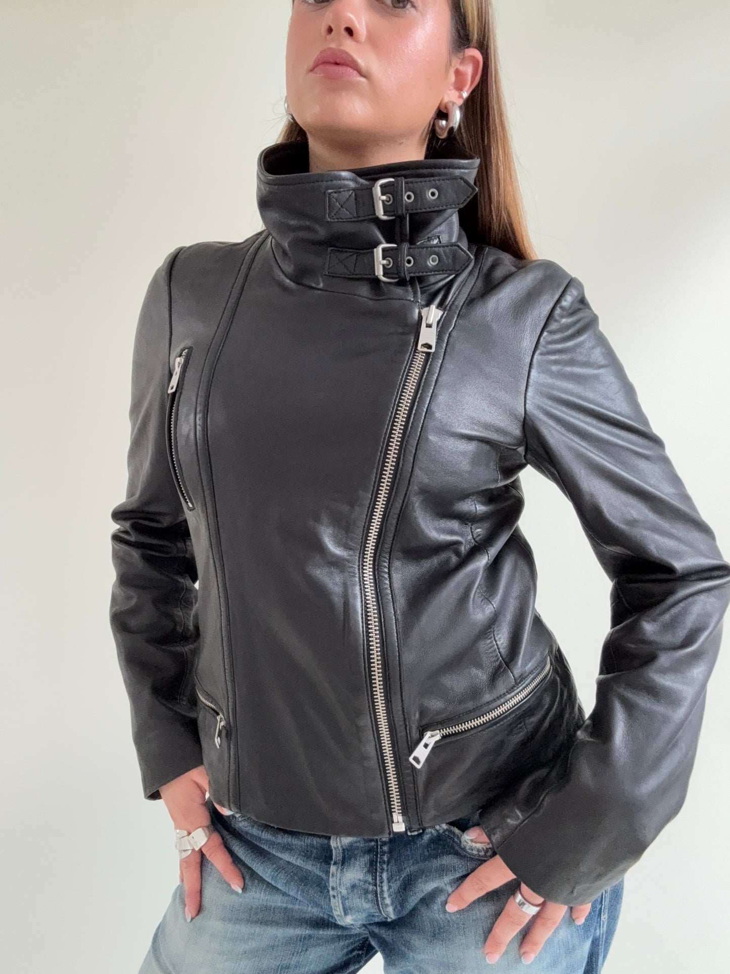 Allsaints Leather Buckle Jacket (UK12)