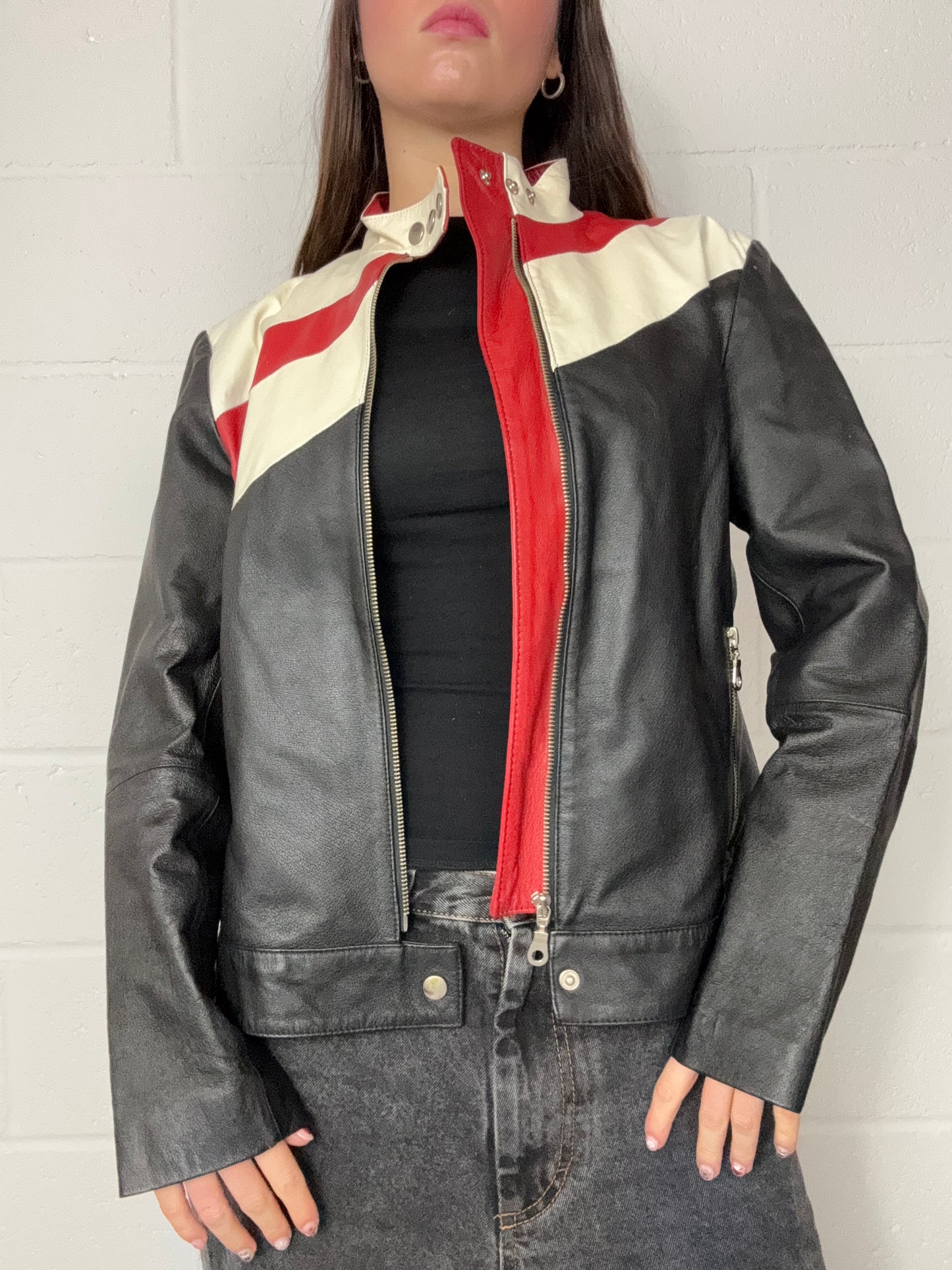 Vintage Leather Biker Jacket (S)