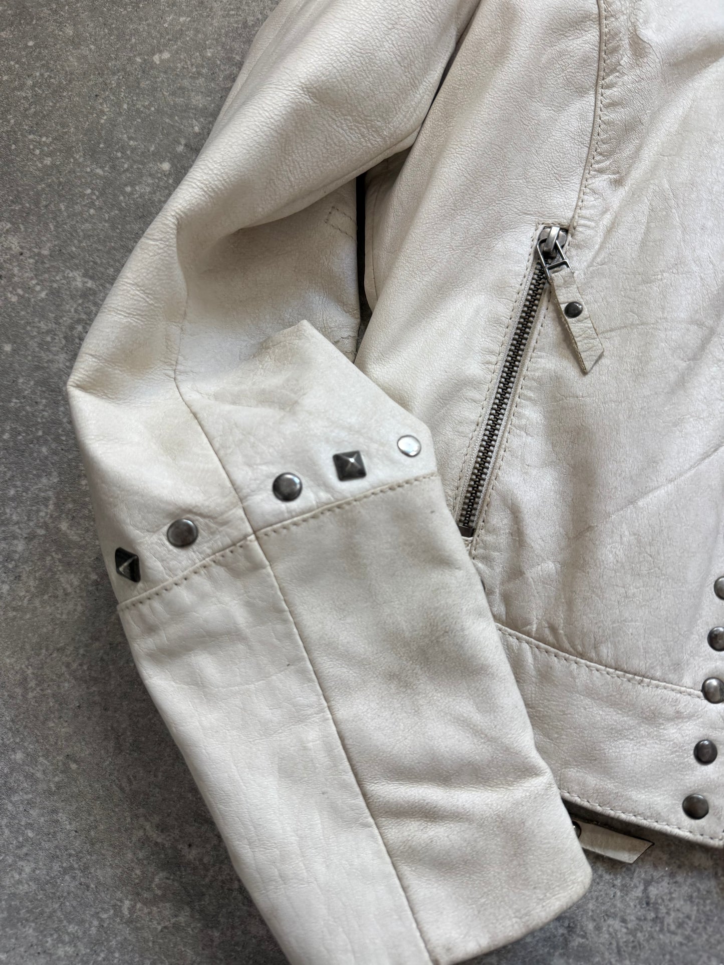 Cream Leather Jacket (S)