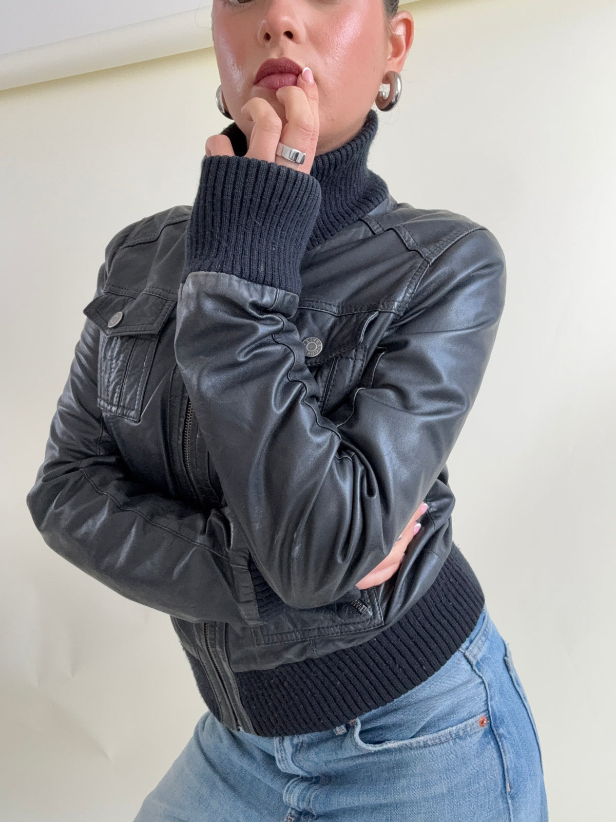 Vintage Leather Cargo Jacket (UK12)