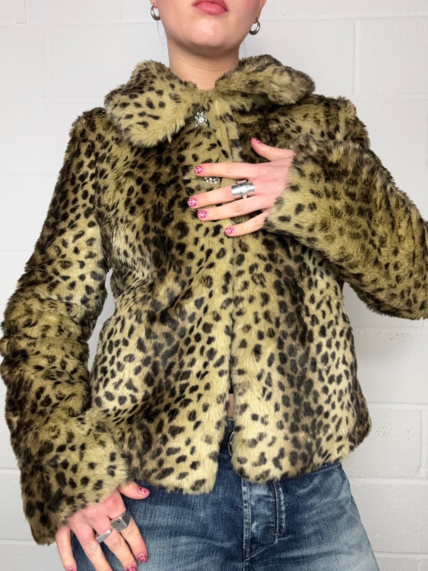 Leopard Faux Fur Jacket (UK10)