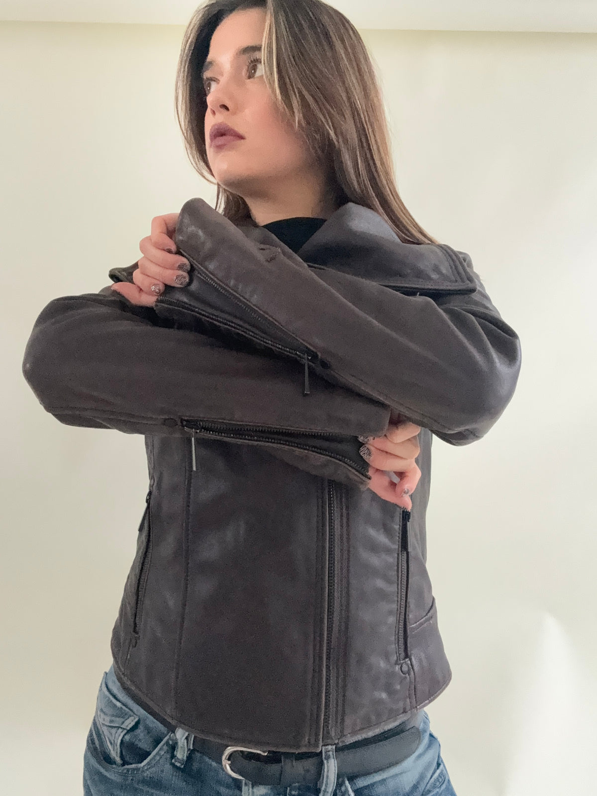 Michael Kors Asymmetric Leather Jacket (S)