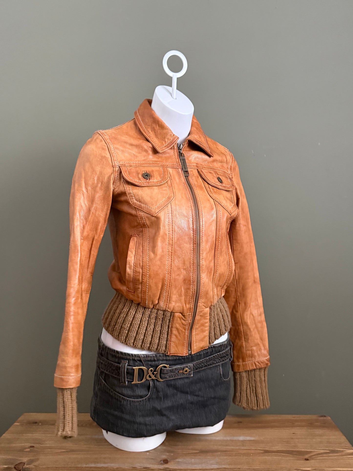 Vintage Leather Bomber Jacket (UK10)